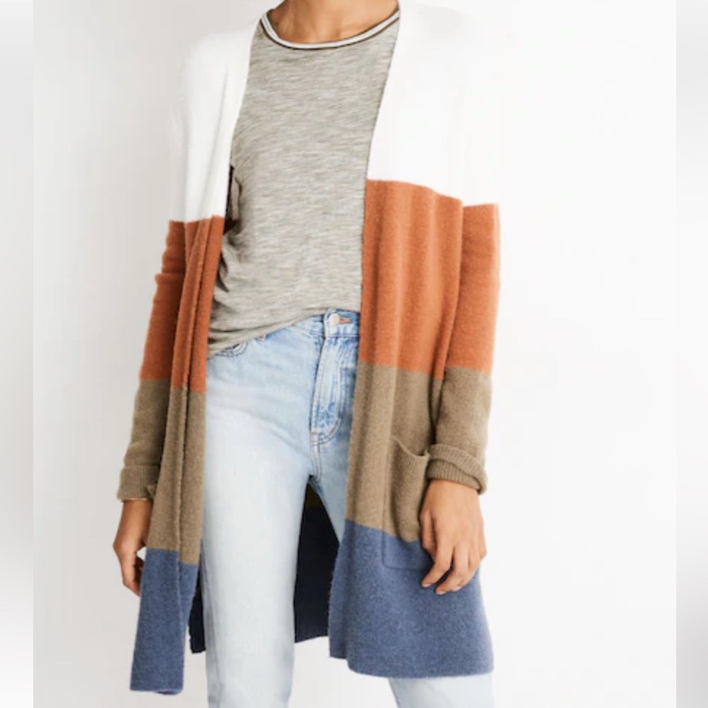 Madewell | Kent Striped Cardigan Sweater Coziest Yarn Small Merino Wool Alpaca